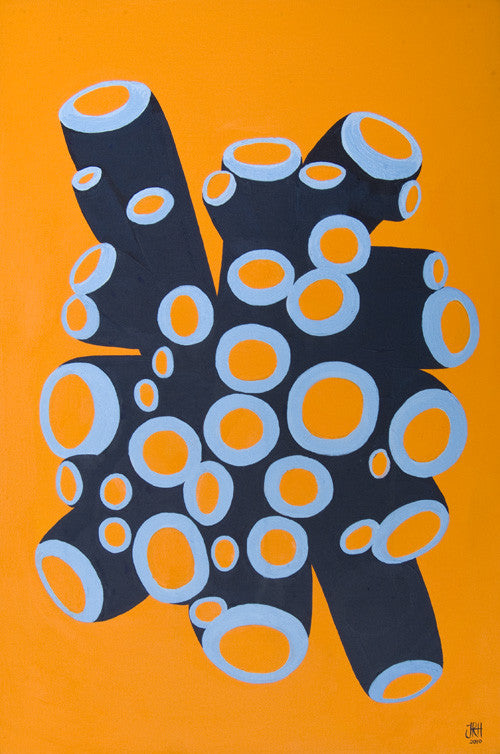 Deep Sea Life - Orange Jellyfish Triptych - Part Three  Smart Deco Homeware Lighting and Art by Jacqueline hammond