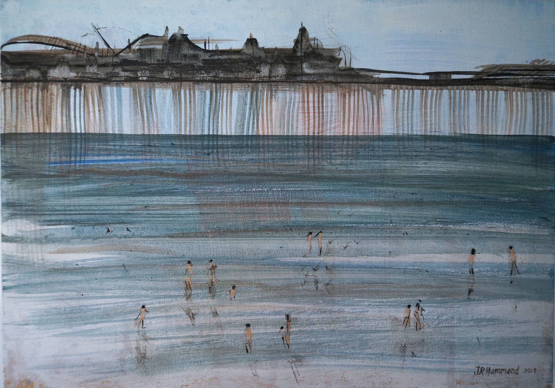 Original Painting - Paddling Near The Pier  Smart Deco Homeware Lighting and Art by Jacqueline hammond