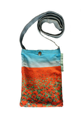 Upcycled Denim and Poppy Print Hand Bag  Smart Deco Homeware Lighting and Art by Jacqueline hammond