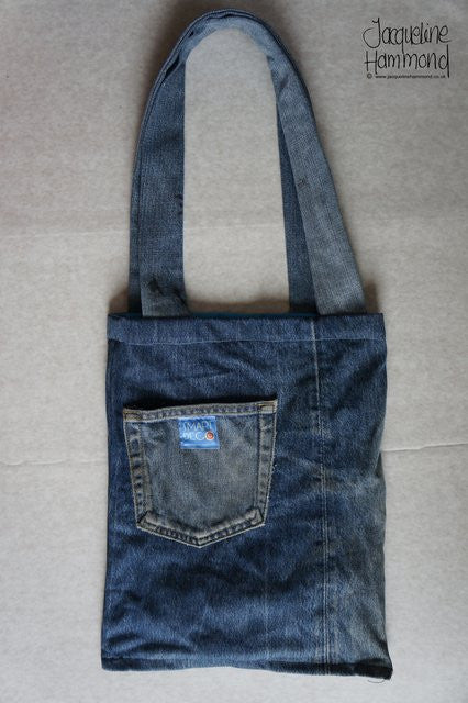 Upcycled Denim and Poppy Print Shoulder Bag  Smart Deco Homeware Lighting and Art by Jacqueline hammond