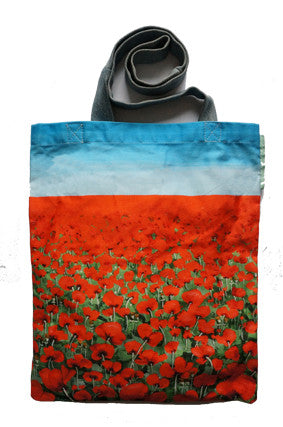 Upcycled Denim and Poppy Print Shoulder Bag  Smart Deco Homeware Lighting and Art by Jacqueline hammond