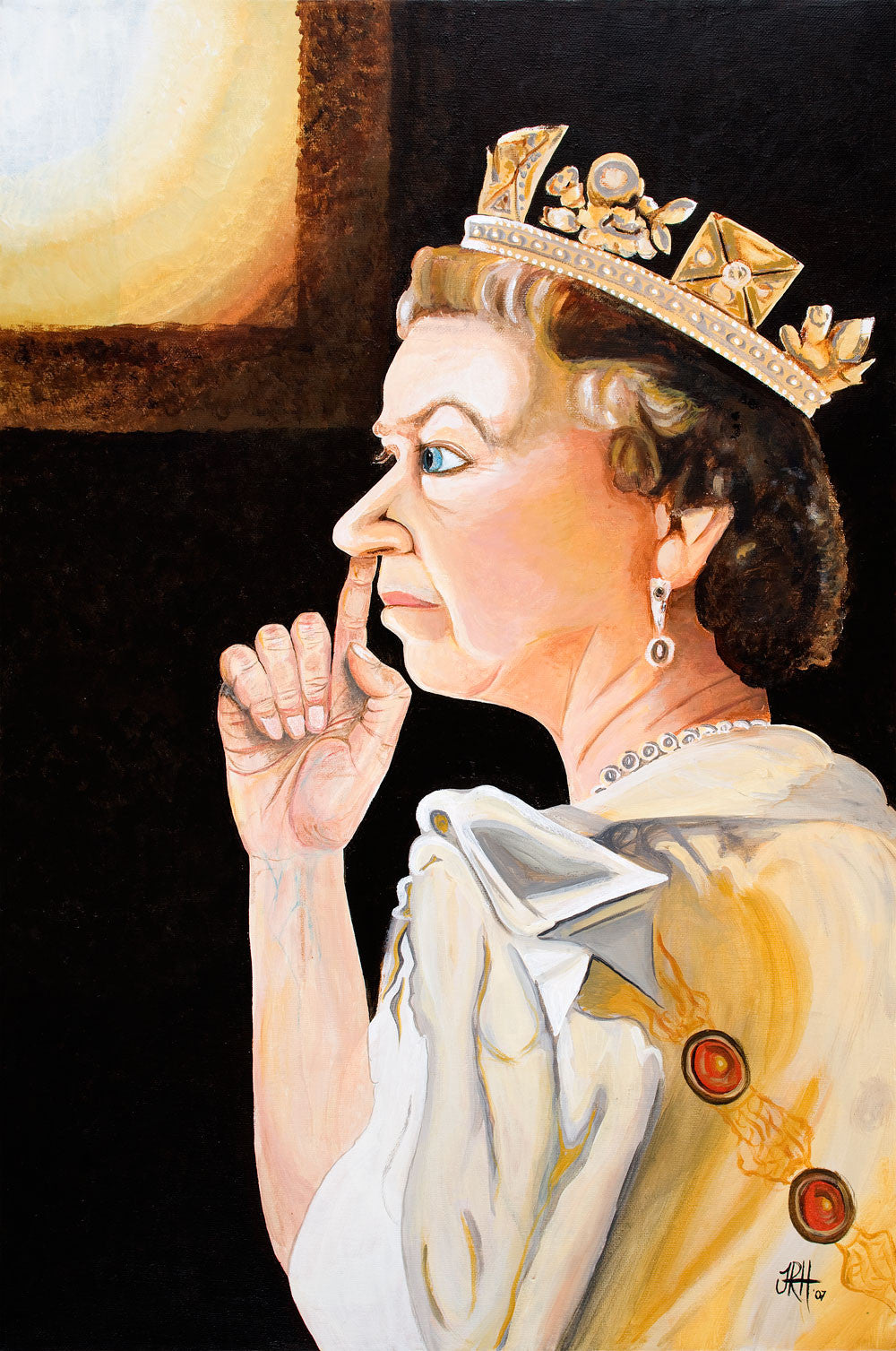 The Queen in a Moment of Privacy  Smart Deco Homeware Lighting and Art by Jacqueline hammond