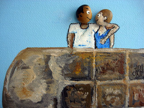 The Pebble Heads - Couple in Love (SOLD)  Smart Deco Homeware Lighting and Art by Jacqueline hammond