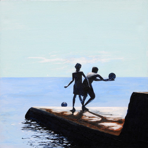 Painting - What a Catch - The Groyne Series 40x40cm (SOLD)  Smart Deco Homeware Lighting and Art by Jacqueline hammond
